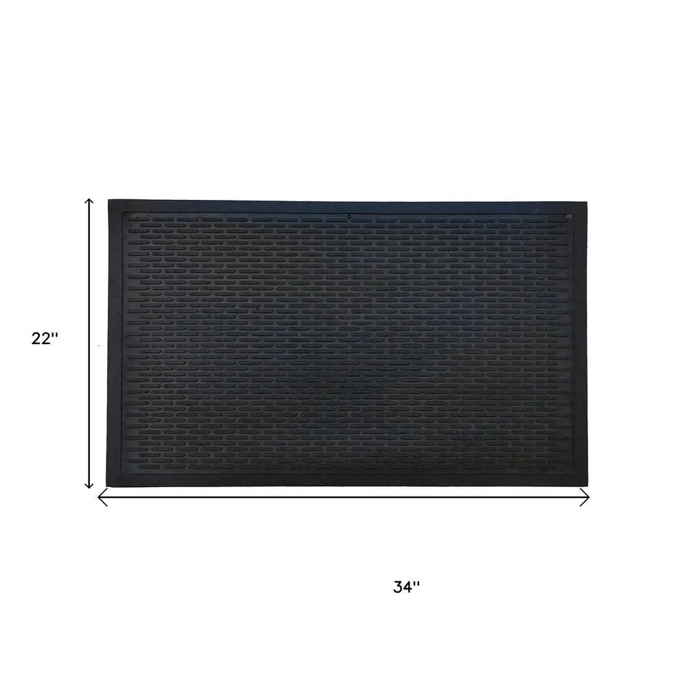 22" X 34" Black Ridged Lines Outdoor Rubber Door Mat - NOBLE HOME INTERIORS