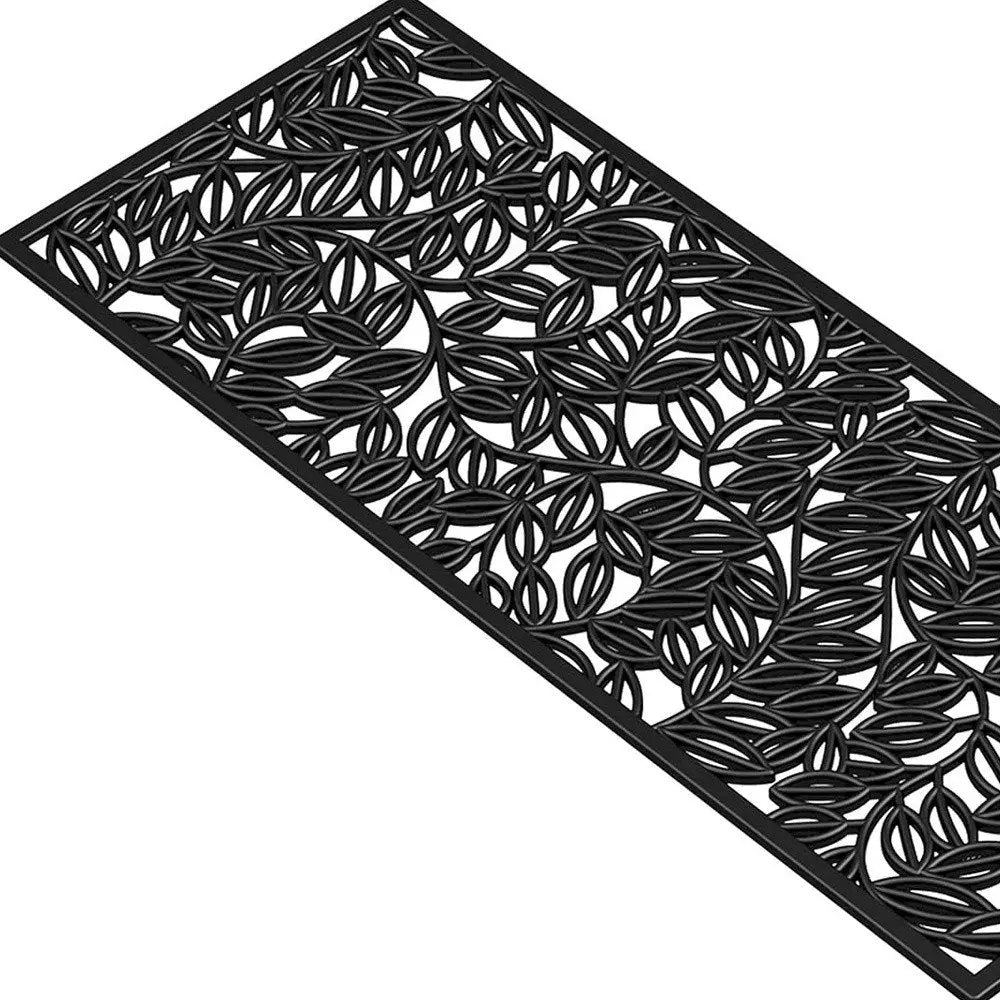 22" X 48" Black Rubber Botanical Leaves Outdoor Door Mat - NOBLE HOME INTERIORS