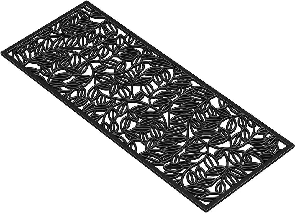 22" X 48" Black Rubber Botanical Leaves Outdoor Door Mat - NOBLE HOME INTERIORS