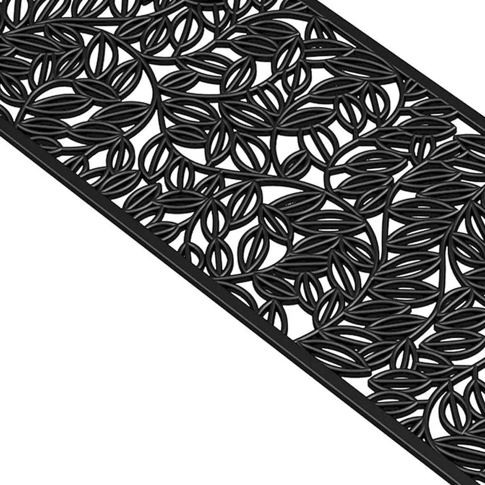 22" X 48" Black Rubber Botanical Leaves Outdoor Door Mat - NOBLE HOME INTERIORS