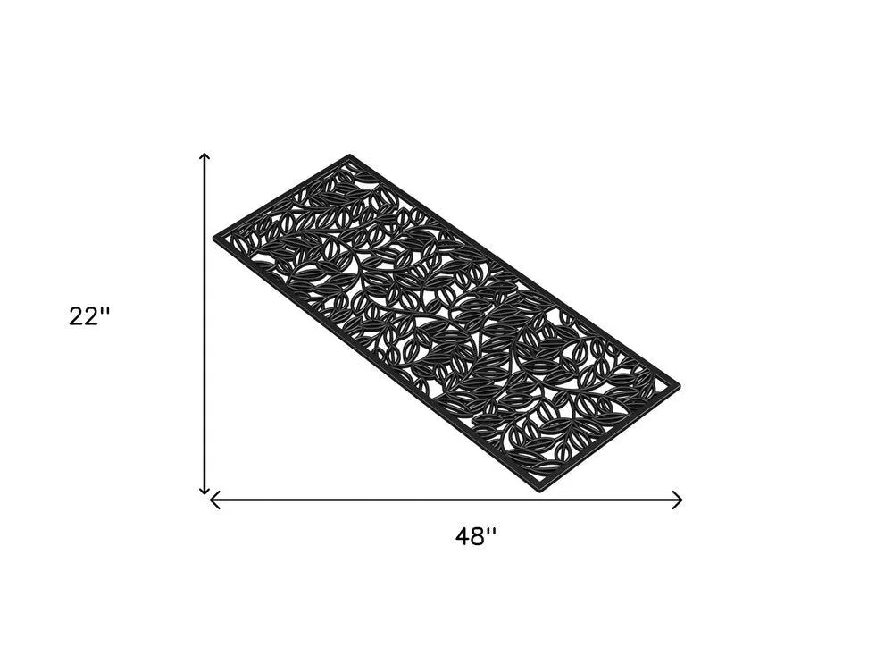 22" X 48" Black Rubber Botanical Leaves Outdoor Door Mat - NOBLE HOME INTERIORS