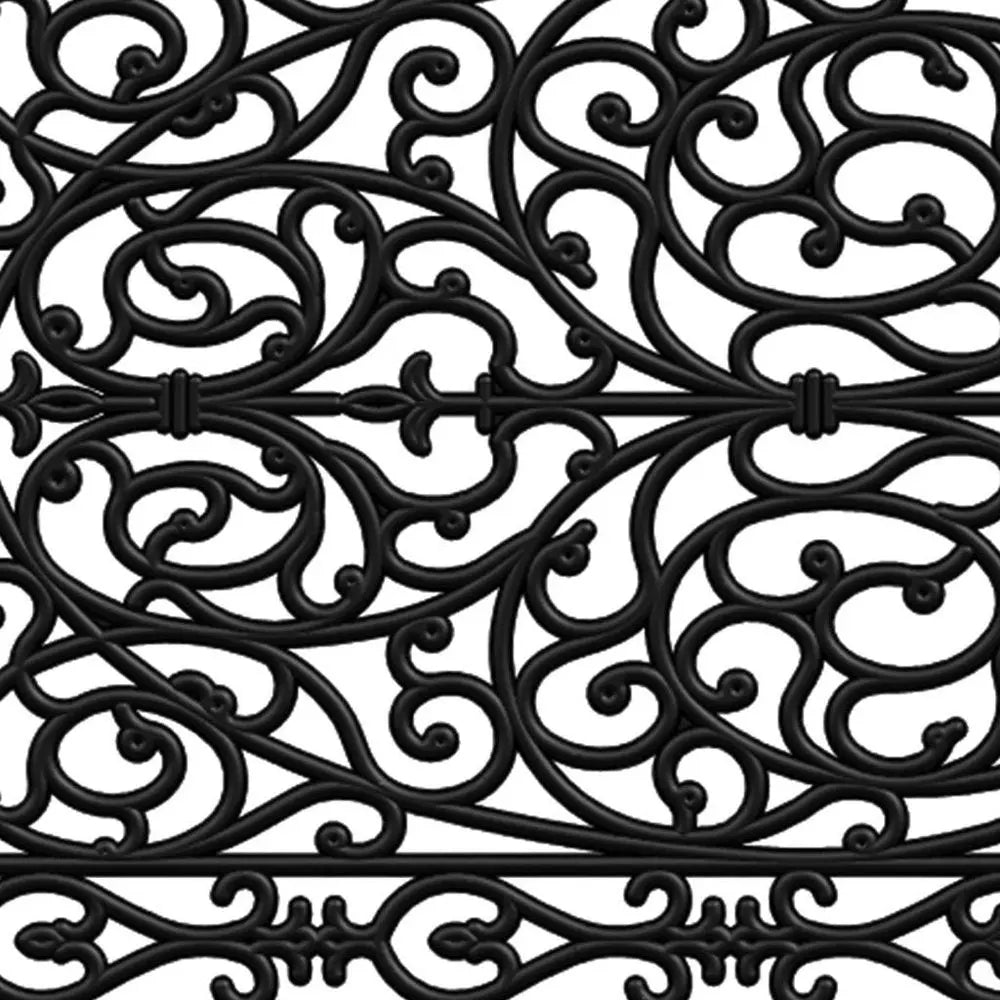 22" X 48" Black Scrollwork Outdoor Rubber Door Mat - NOBLE HOME INTERIORS