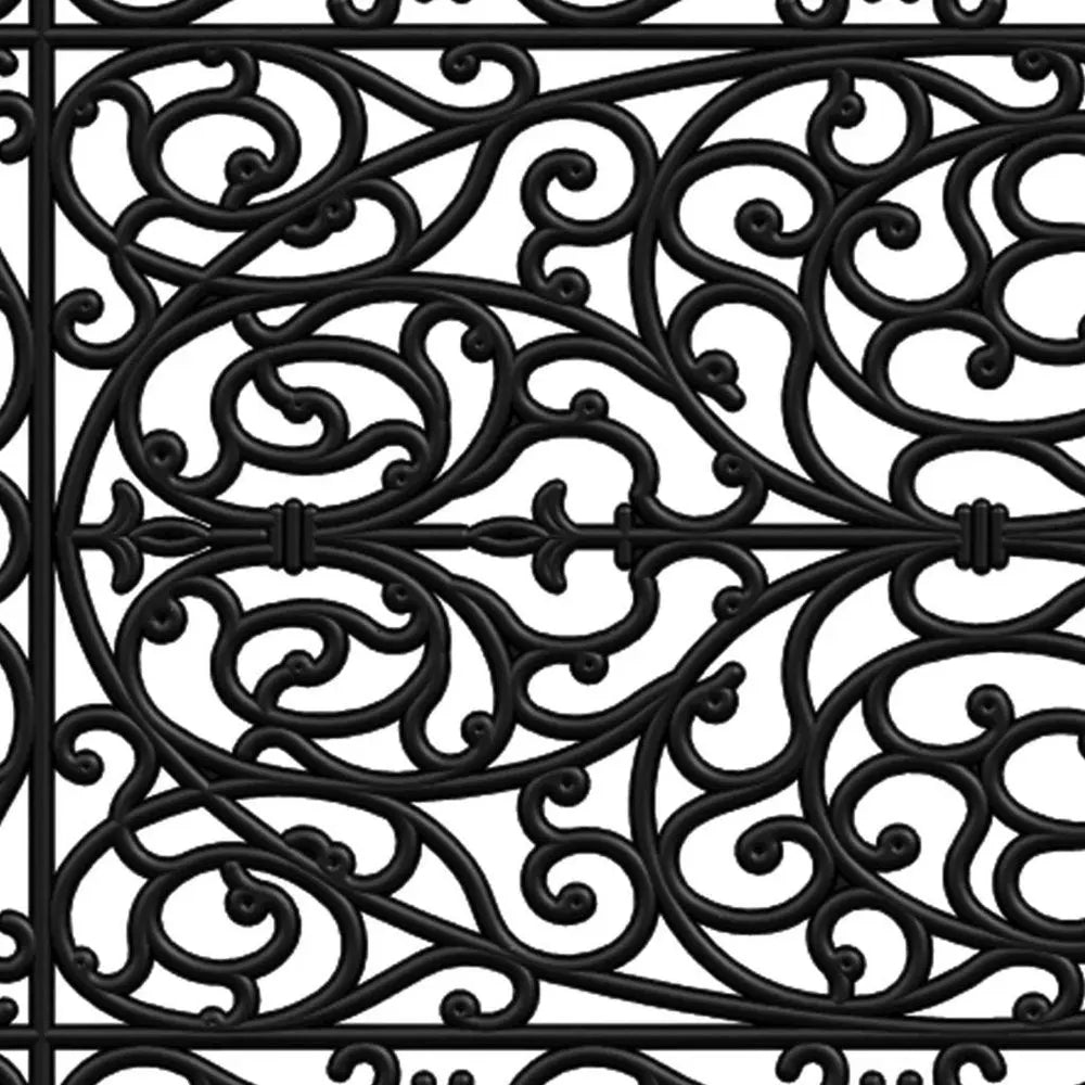 22" X 48" Black Scrollwork Outdoor Rubber Door Mat - NOBLE HOME INTERIORS