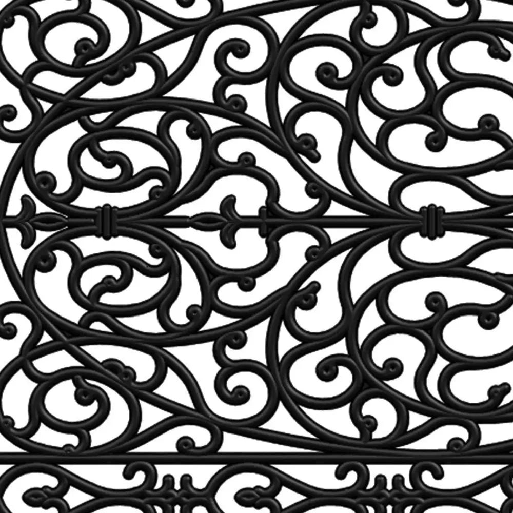 22" X 48" Black Scrollwork Outdoor Rubber Door Mat - NOBLE HOME INTERIORS