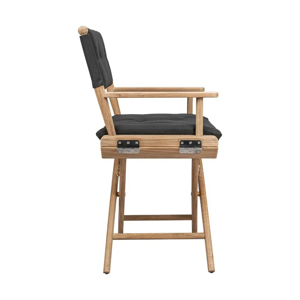 23" Black and Brown Solid Wood Indoor Outdoor Director Chair with Black Cushion - NOBLE HOME INTERIORS