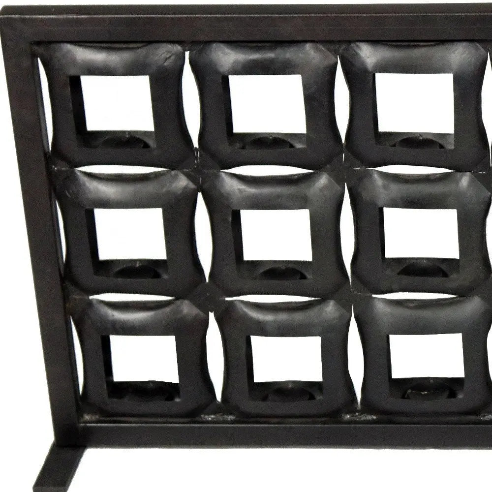 23" Black Iron Geometric Floor Tealight Candle Holder - NOBLE HOME INTERIORS