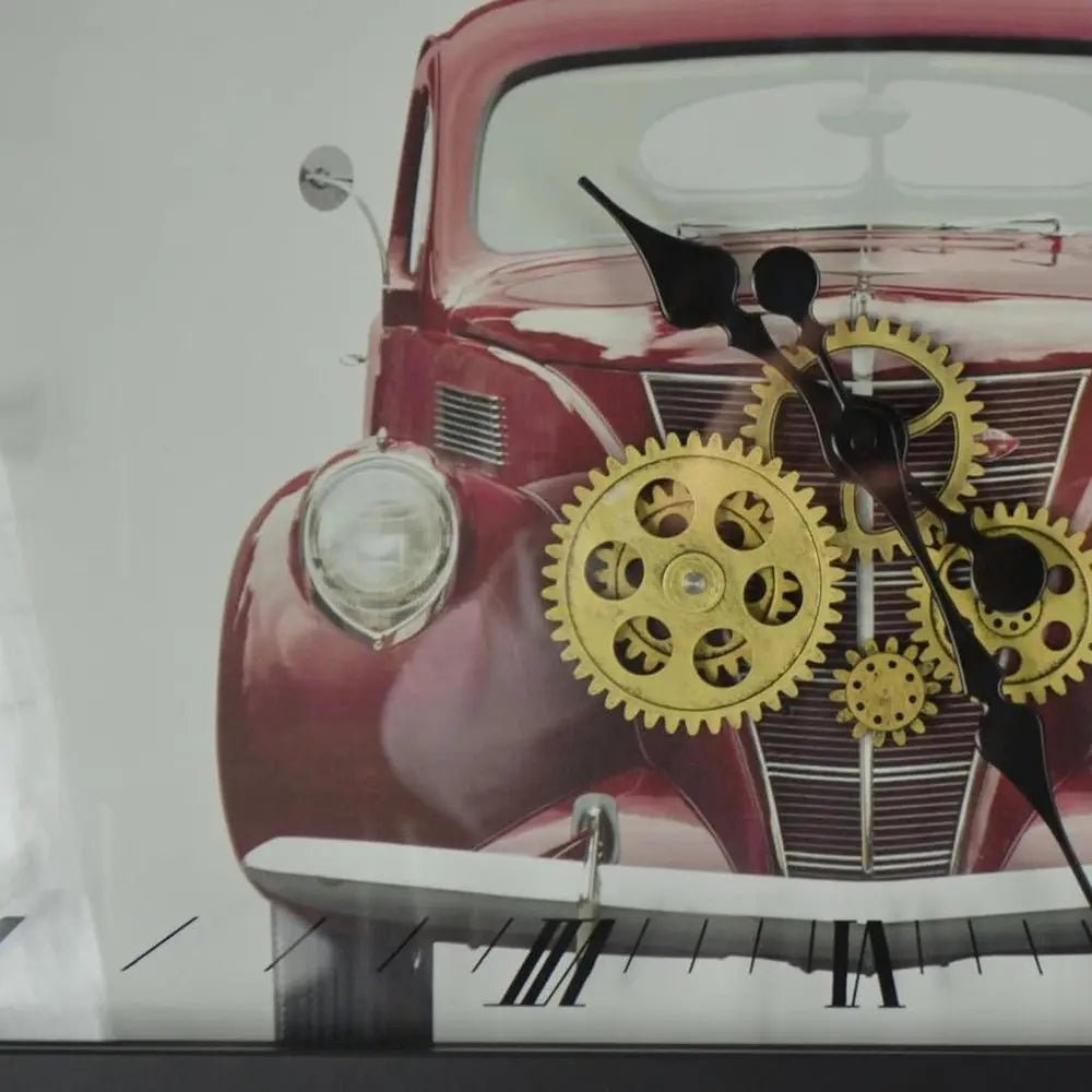 23" Black White And Red Metal Silent Analog Exposed Gear Wall Clock HomeRoots