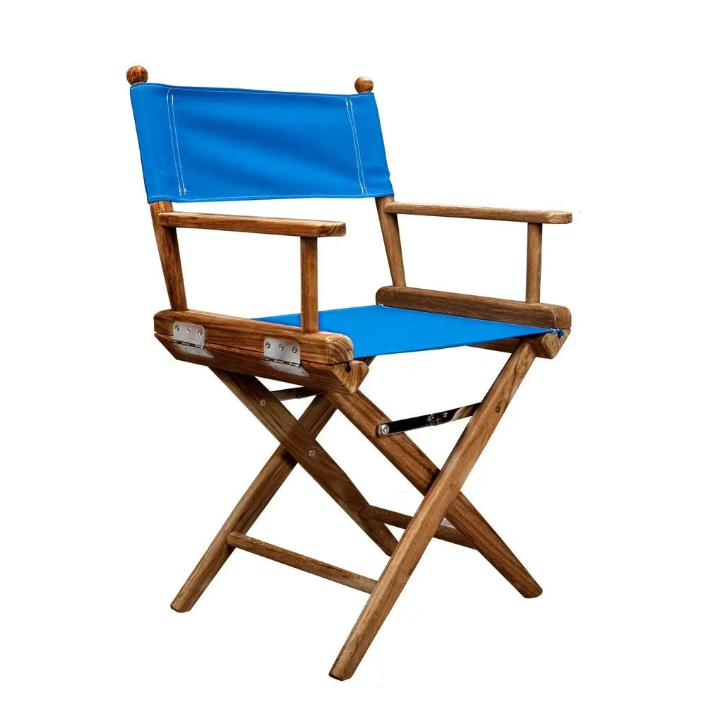 23" Blue and Natural Wood Solid Wood Indoor Outdoor Director Chair - NOBLE HOME INTERIORS