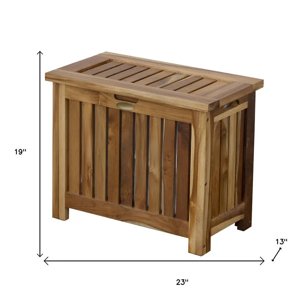 23" Brown Solid Wood Laundry Hamper With Lid HomeRoots