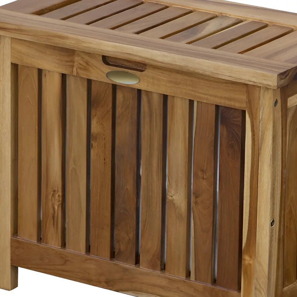 23" Brown Solid Wood Laundry Hamper With Lid HomeRoots