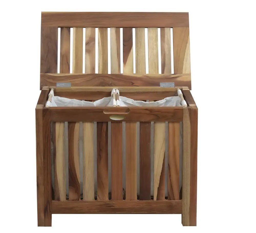 23" Brown Solid Wood Laundry Hamper With Lid HomeRoots