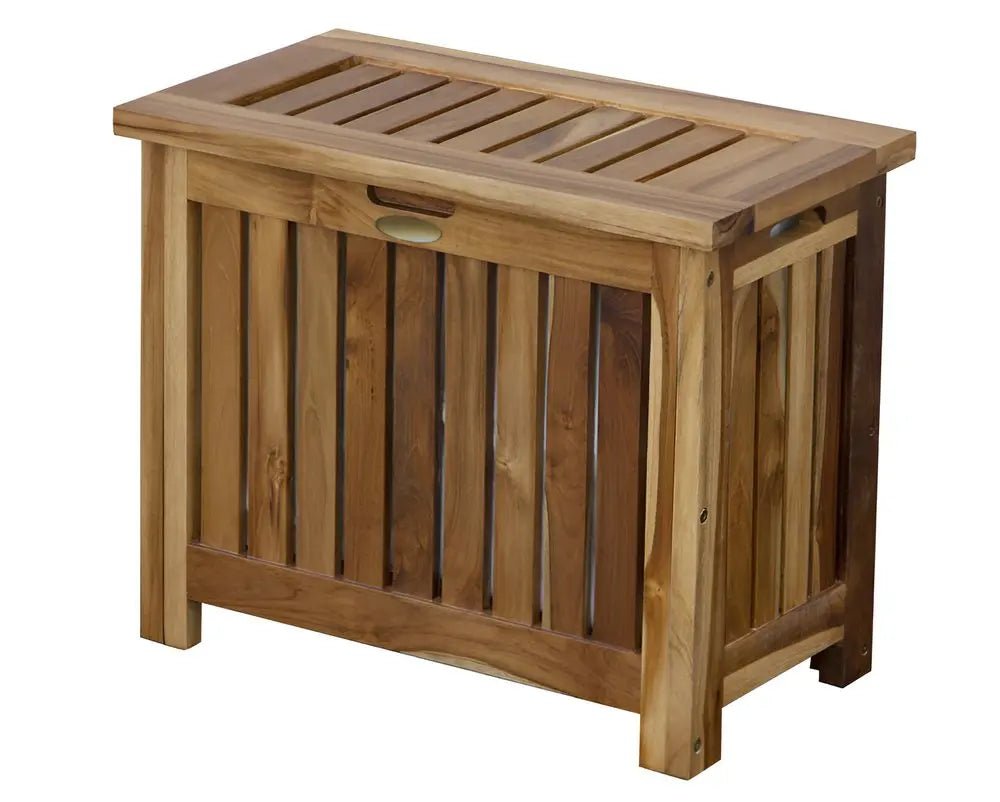 23" Brown Solid Wood Laundry Hamper With Lid HomeRoots