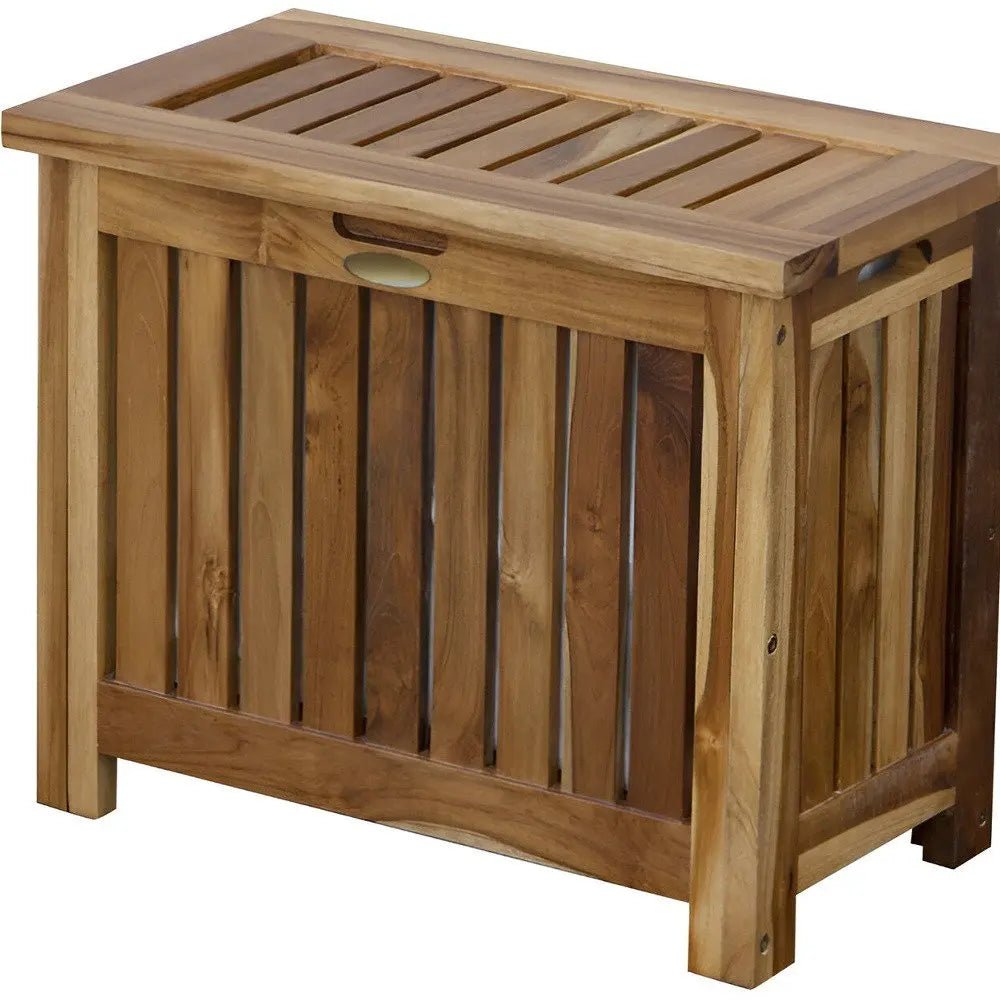 23" Brown Solid Wood Laundry Hamper With Lid HomeRoots