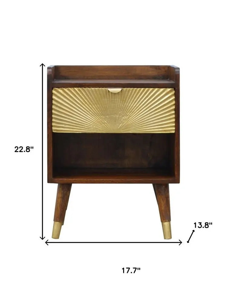 23" Brown Solid Wood One Drawer Nightstand - NOBLE HOME INTERIORS