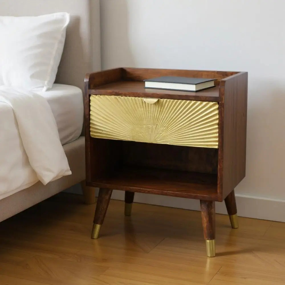 23" Brown Solid Wood One Drawer Nightstand - NOBLE HOME INTERIORS