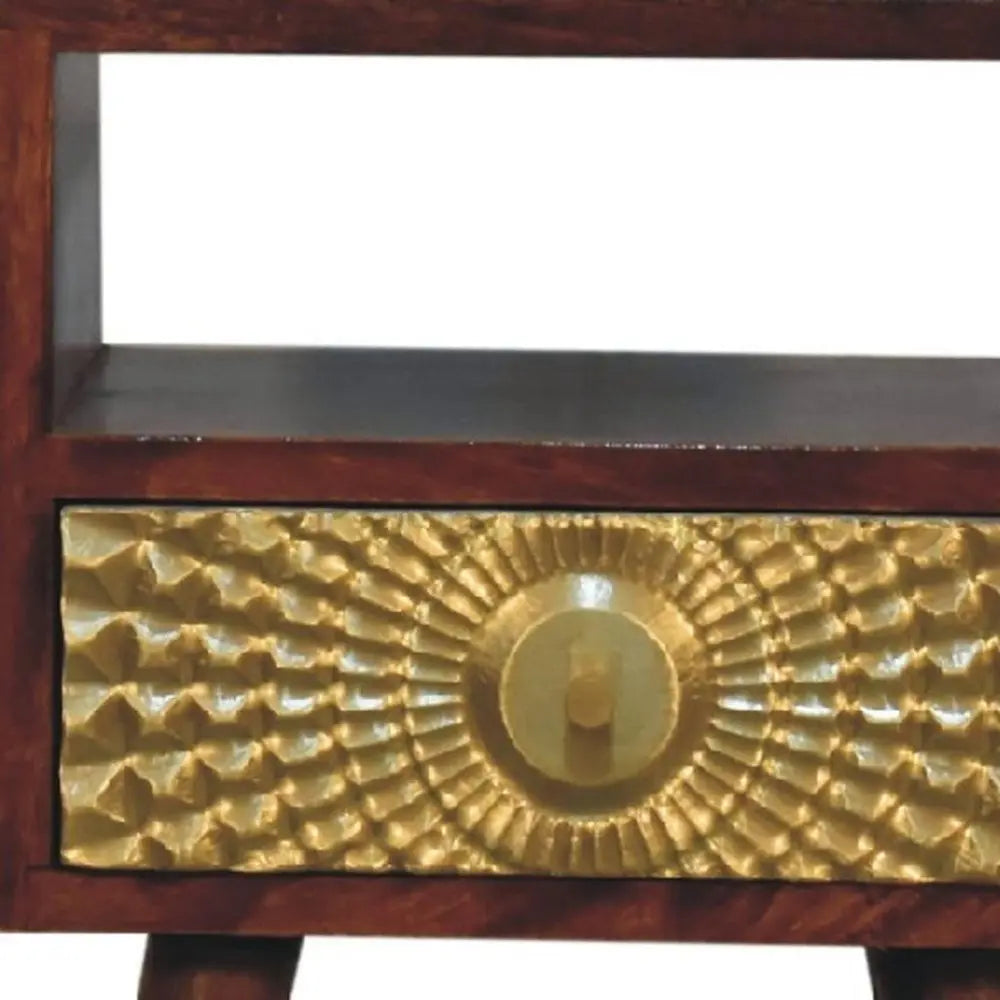 23" Chestnut Solid Wood Square One Drawer Nightstand - NOBLE HOME INTERIORS