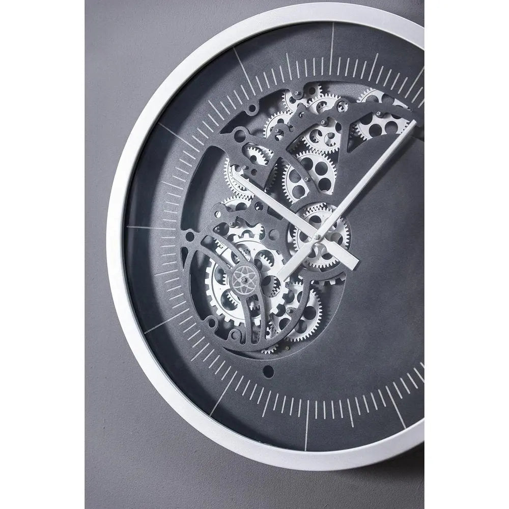 23" Circle Black and Silver Wood and Glass Analog Wall Clock - NOBLE HOME INTERIORS