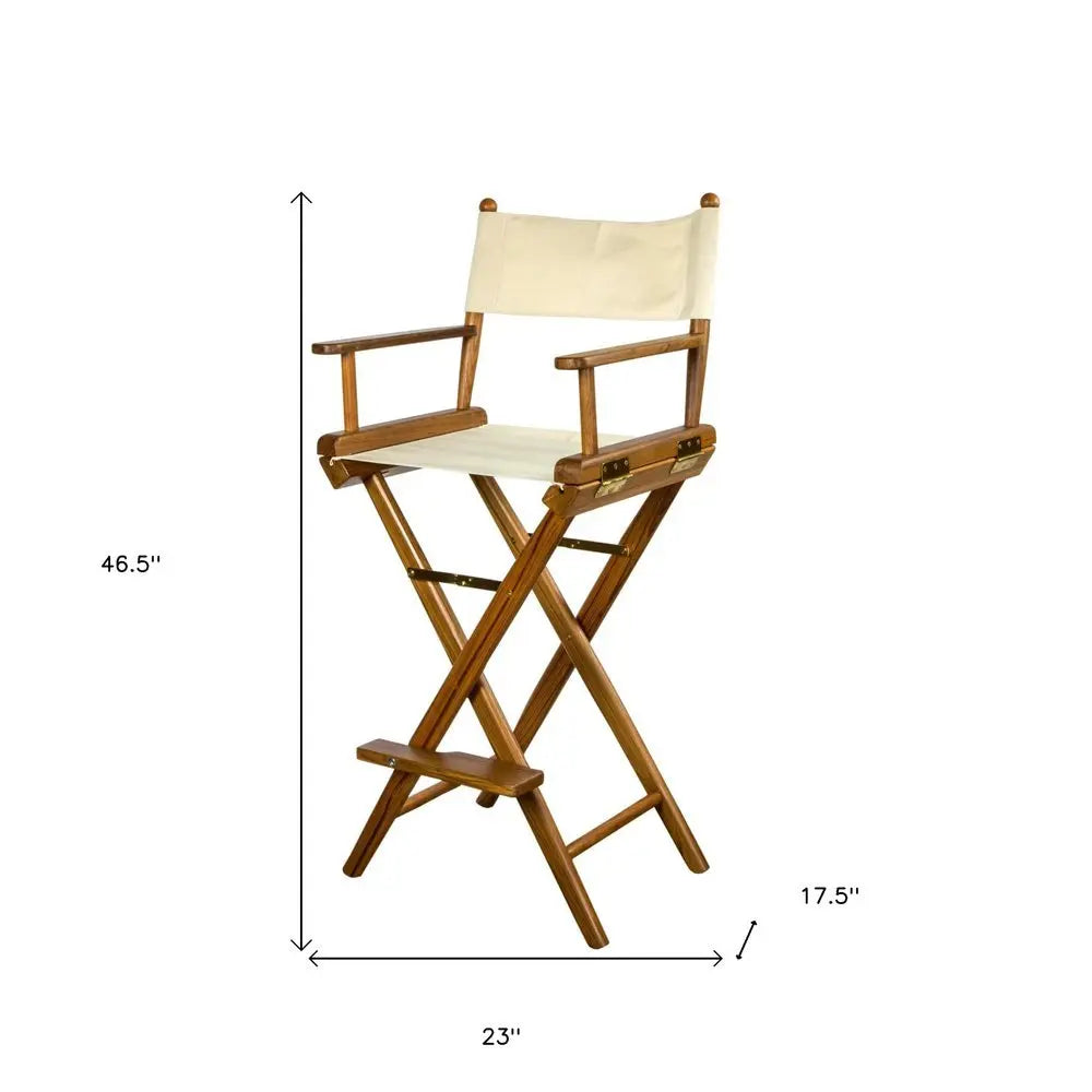 23" Ivory and Brown Solid Wood Indoor Outdoor Director Chair - NOBLE HOME INTERIORS