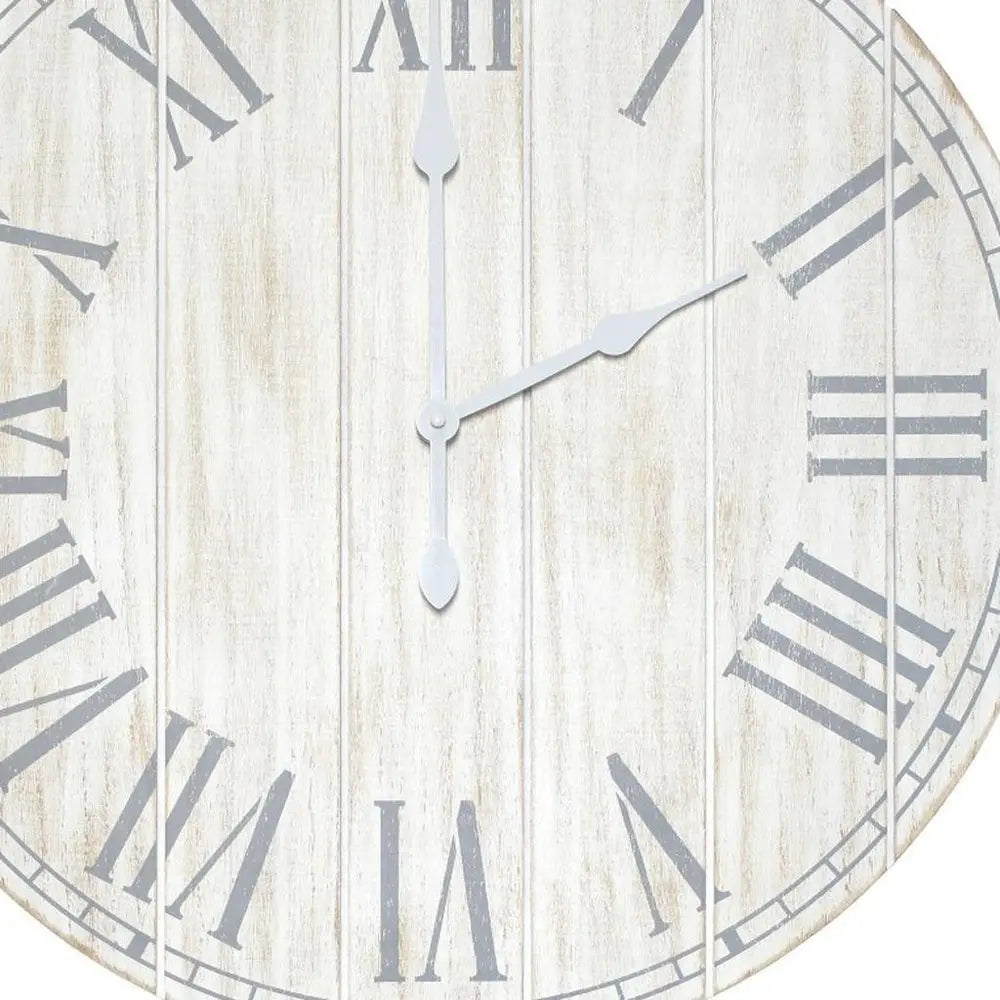 23" Light Gray And Dark Gray Wood Plank Vintage Style Round Wall Clock - NOVA HOME FURNITURE