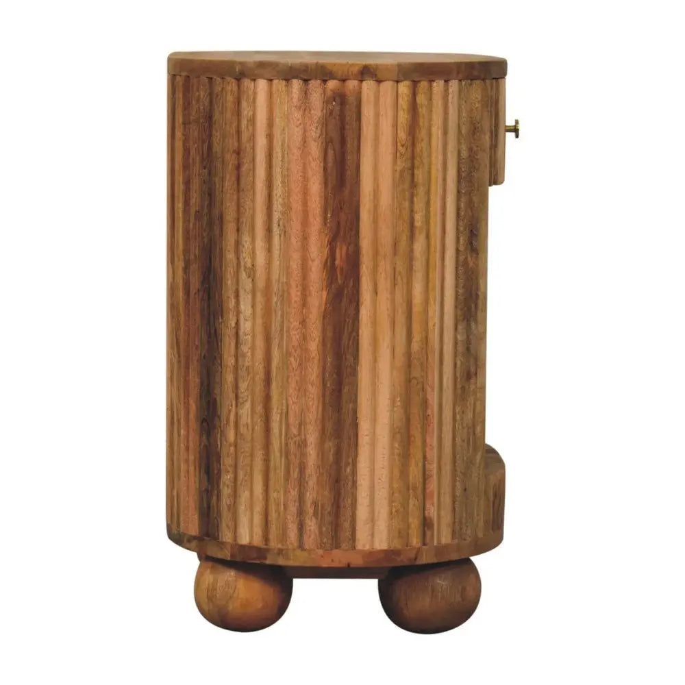 23" Natural Solid Wood Oval Ribbed Texture One Drawer Nightstand - NOBLE HOME INTERIORS