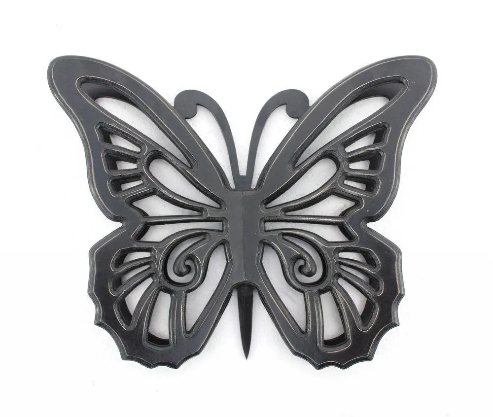 23" X 19" Black Rustic Butterfly Wooden Wall Decor - NOBLE HOME INTERIORS