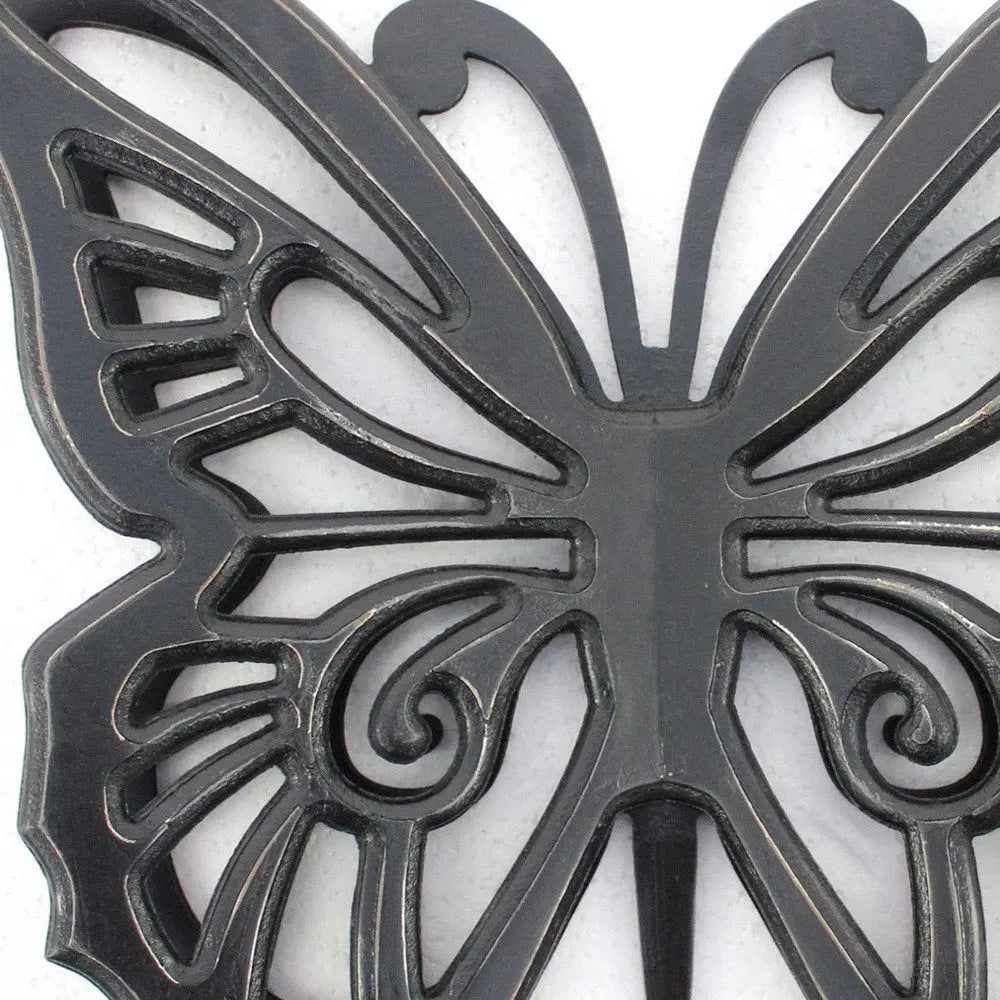 23" X 19" Black Rustic Butterfly Wooden Wall Decor - NOBLE HOME INTERIORS