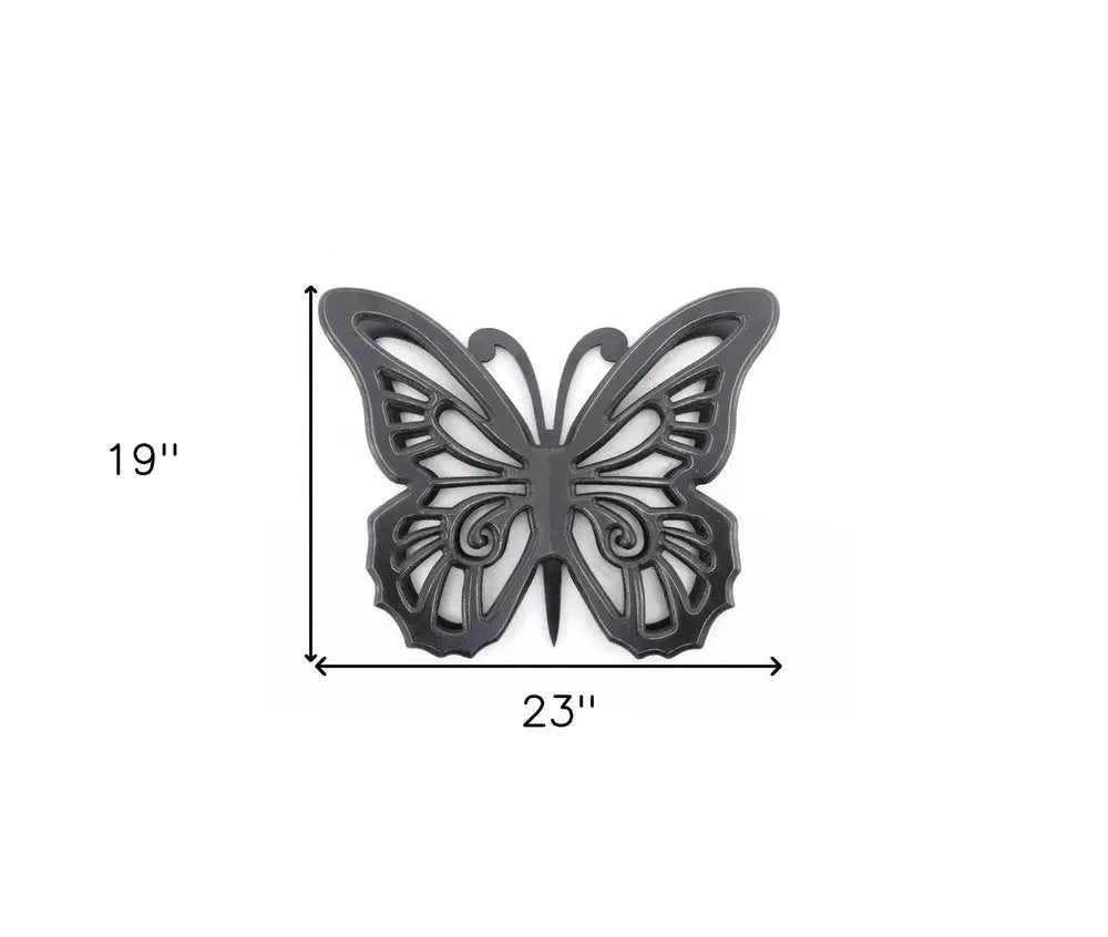 23" X 19" Black Rustic Butterfly Wooden Wall Decor - NOBLE HOME INTERIORS