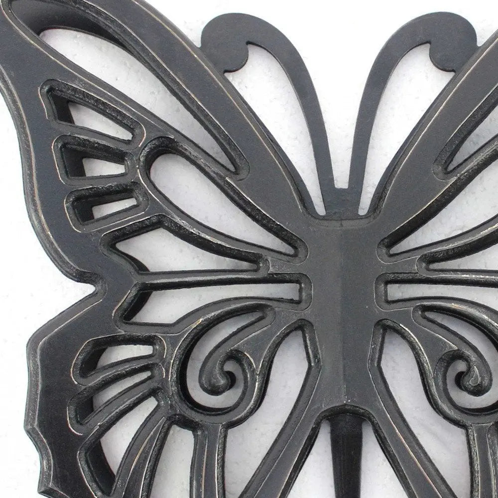 23" X 19" Black Rustic Butterfly Wooden Wall Decor - NOBLE HOME INTERIORS