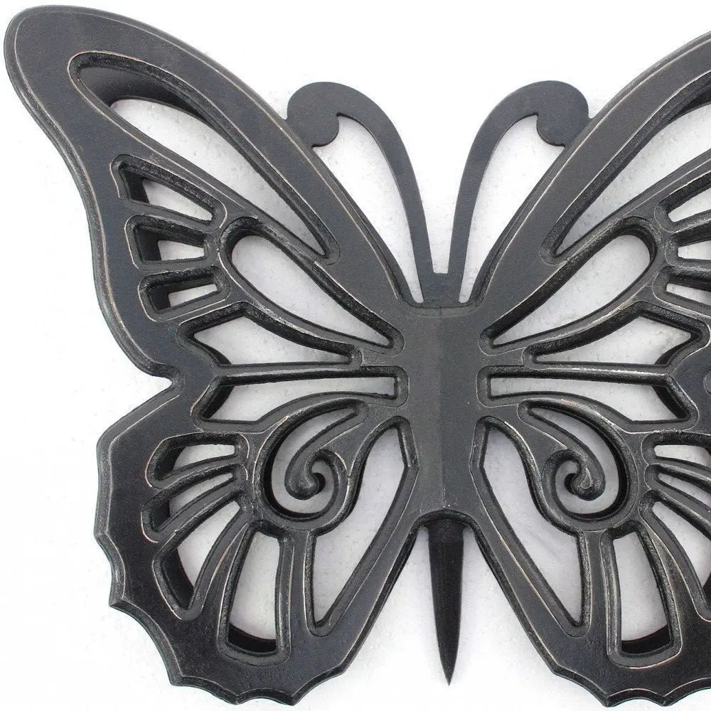 23" X 19" Black Rustic Butterfly Wooden Wall Decor - NOBLE HOME INTERIORS