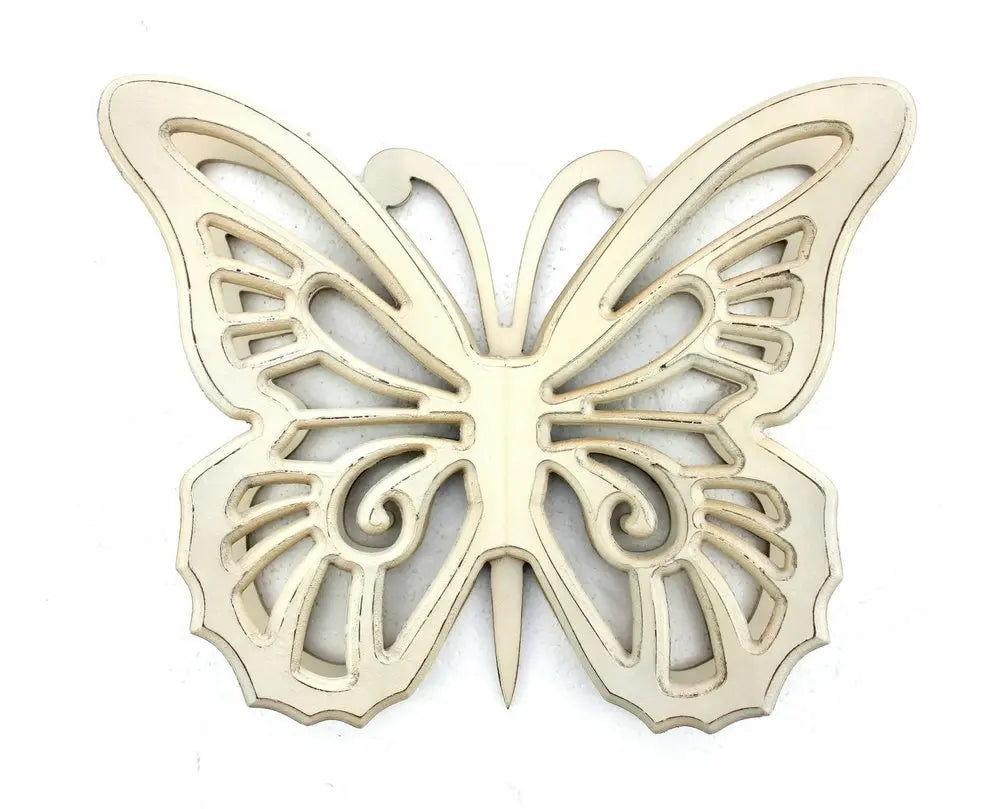 23" X 19" X 4" Gray Rustic Butterfly Wooden Wall Decor - NOBLE HOME INTERIORS