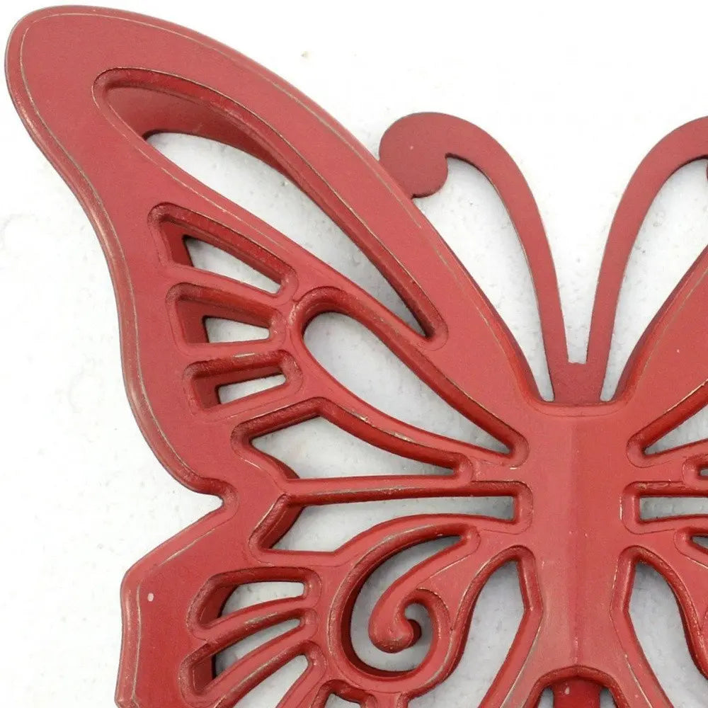 23" X 19" X 4" Gray Rustic Butterfly Wooden Wall Decor - NOBLE HOME INTERIORS