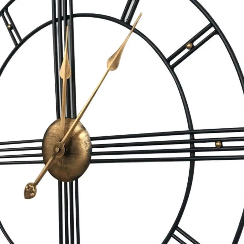 24" Beige Black And Brown Silent Analog Round Wall Clock - NOVA HOME FURNITURE