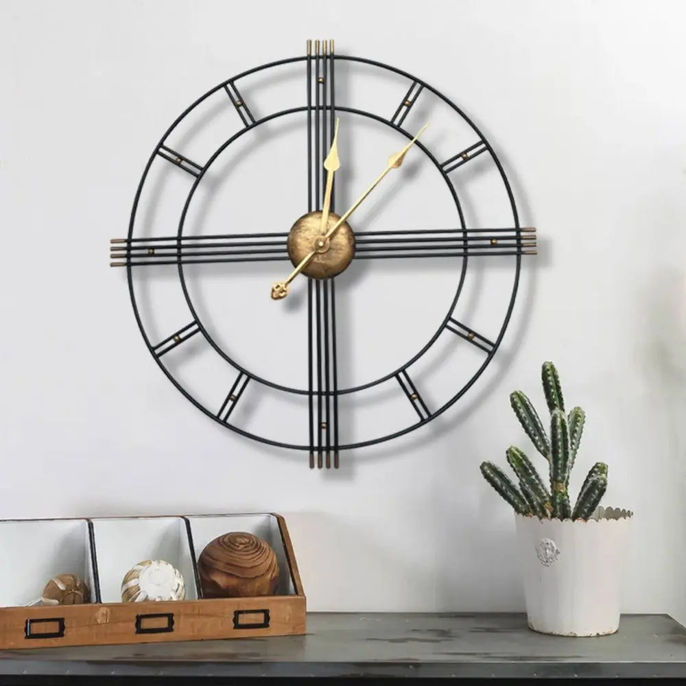 24" Beige Black And Brown Silent Analog Round Wall Clock - NOBLE HOME INTERIORS