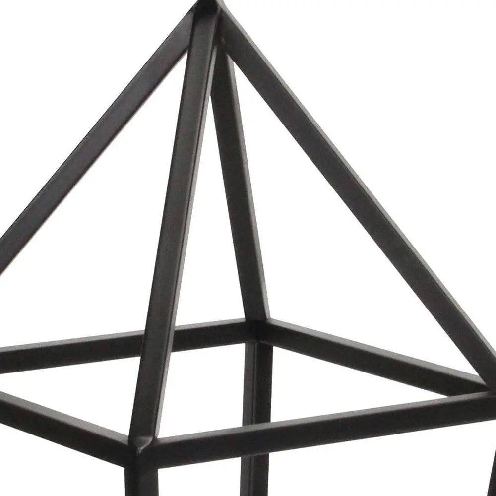 24" Black Geometric Metal Tabletop Lantern Candle Holder HomeRoots
