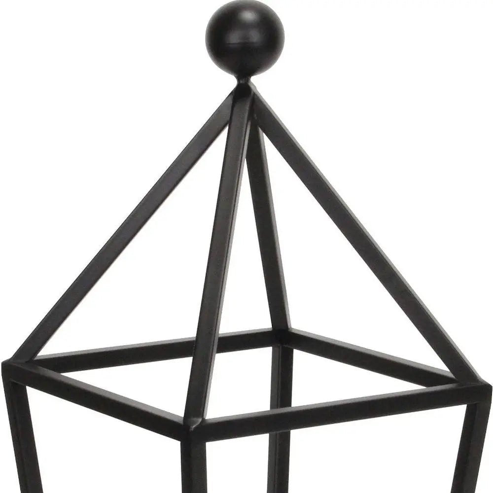 24" Black Geometric Metal Tabletop Lantern Candle Holder HomeRoots