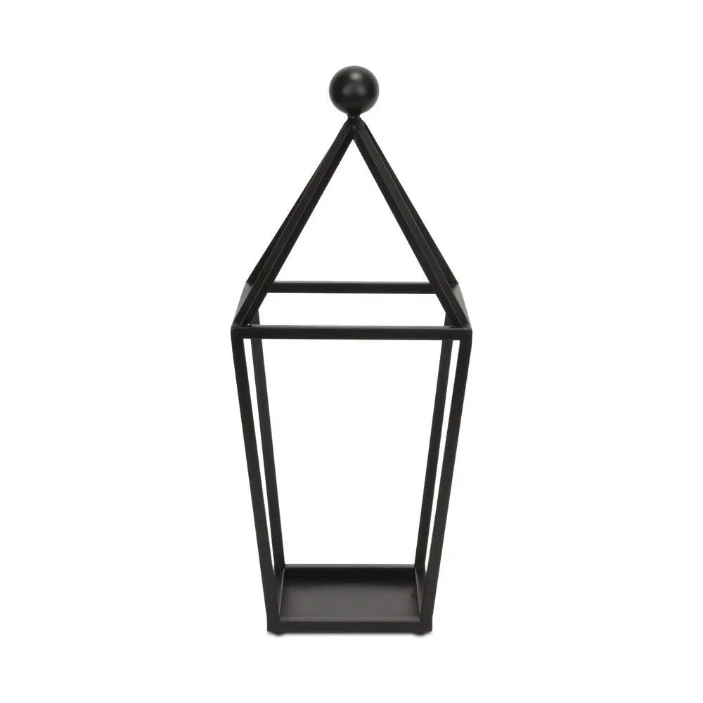 24" Black Geometric Metal Tabletop Lantern Candle Holder HomeRoots