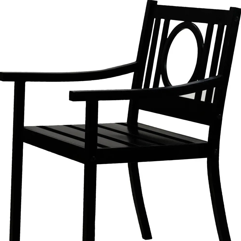24" Black Steel Geo Back Outdoor Arm Chair - NOBLE HOME INTERIORS