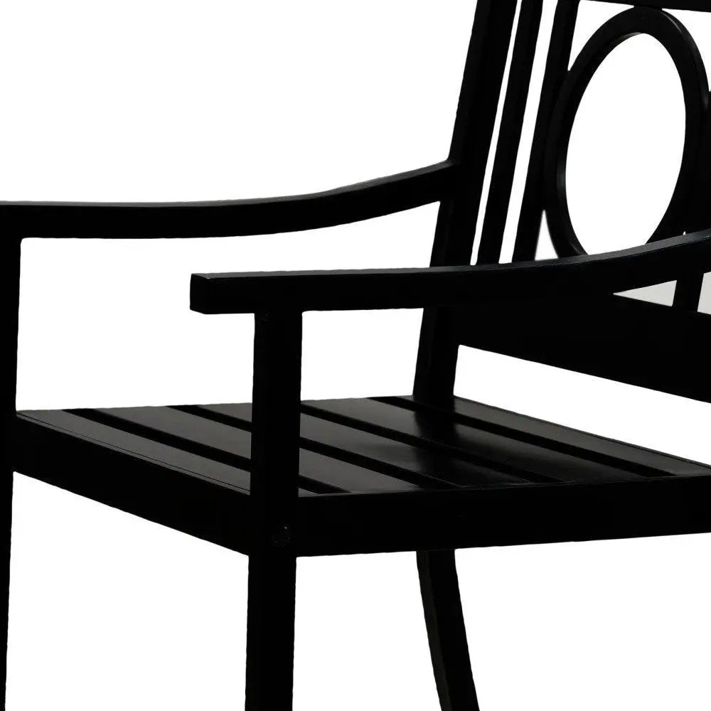 24" Black Steel Geo Back Outdoor Arm Chair - NOBLE HOME INTERIORS