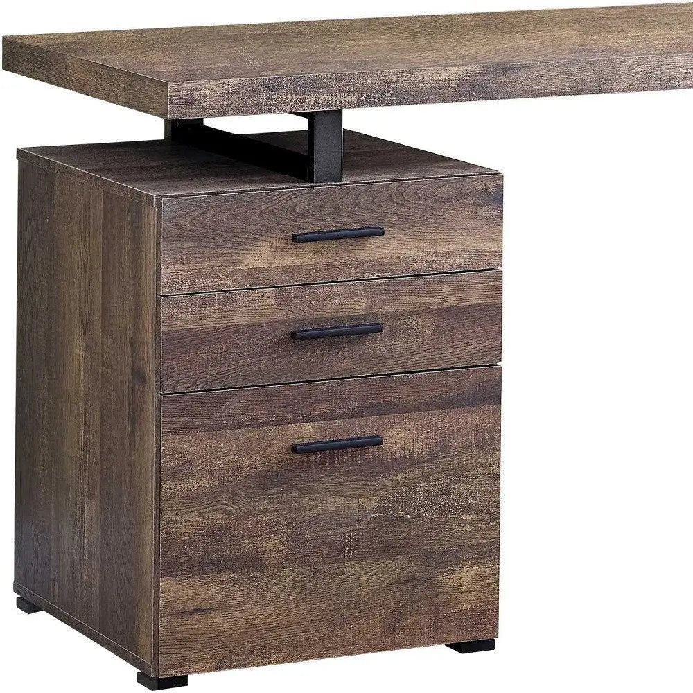 24" Brown and Black Computer Desk With Three Drawers - NOBLE HOME INTERIORS