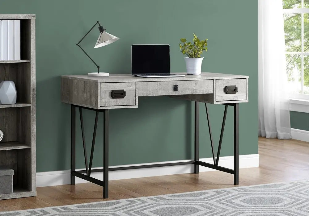 24" Brown and Black Computer Desk With Two Drawers - NOBLE HOME INTERIORS