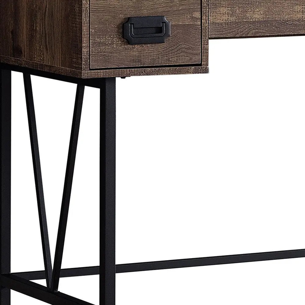 24" Brown and Black Computer Desk With Two Drawers - NOBLE HOME INTERIORS