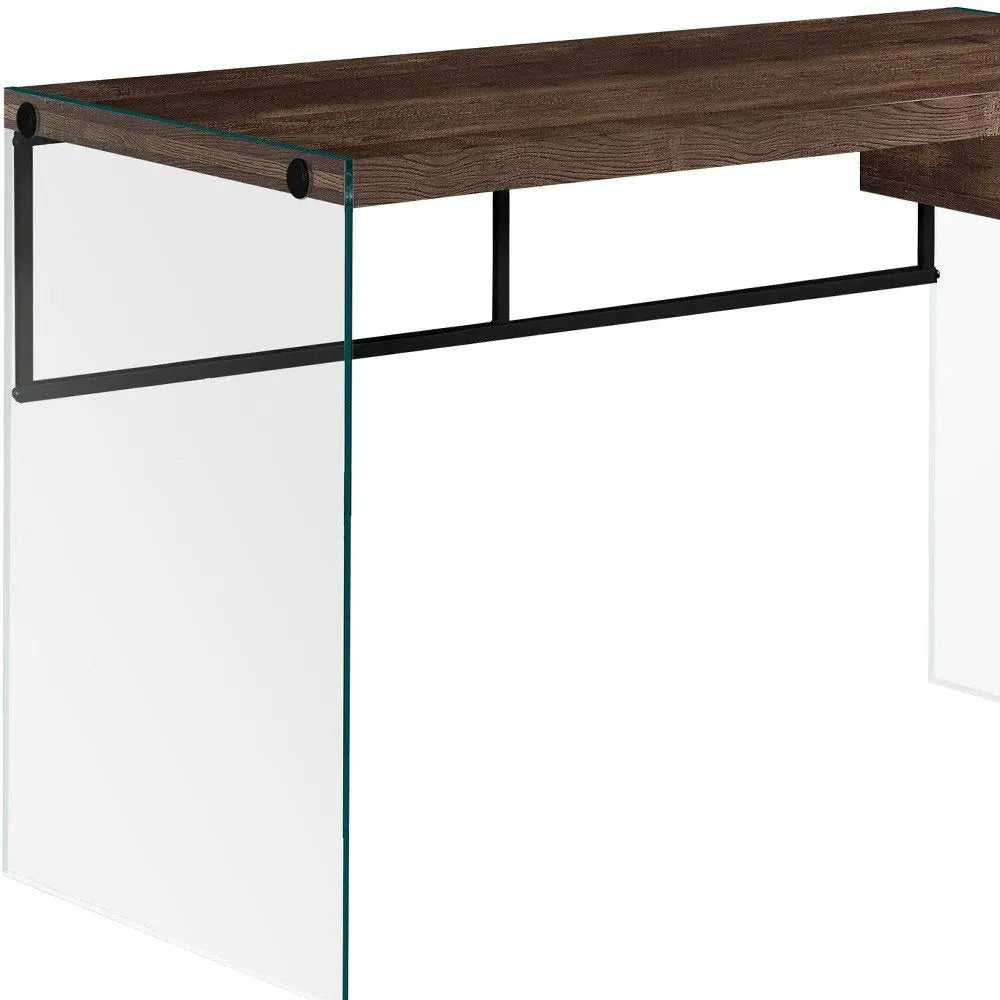24" Brown and Clear Computer Desk - NOBLE HOME INTERIORS