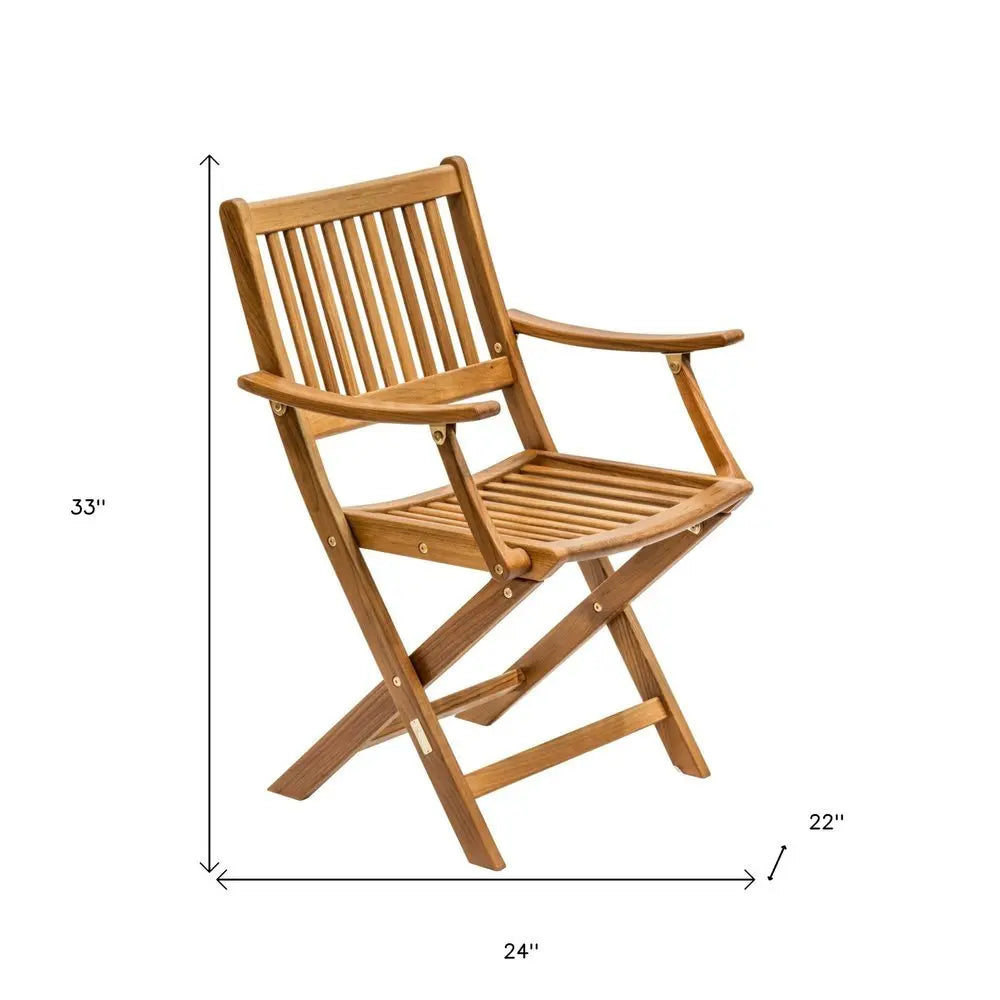24" Brown Solid Wood Indoor Outdoor Deck Chair - NOBLE HOME INTERIORS