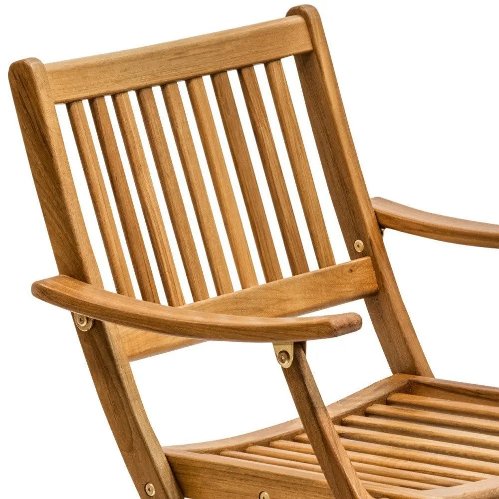 24" Brown Solid Wood Indoor Outdoor Deck Chair - NOBLE HOME INTERIORS