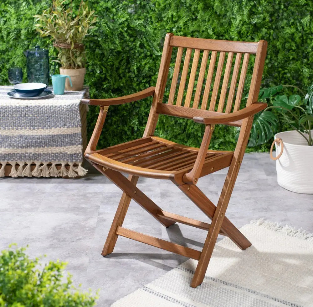 24" Brown Solid Wood Indoor Outdoor Deck Chair - NOBLE HOME INTERIORS