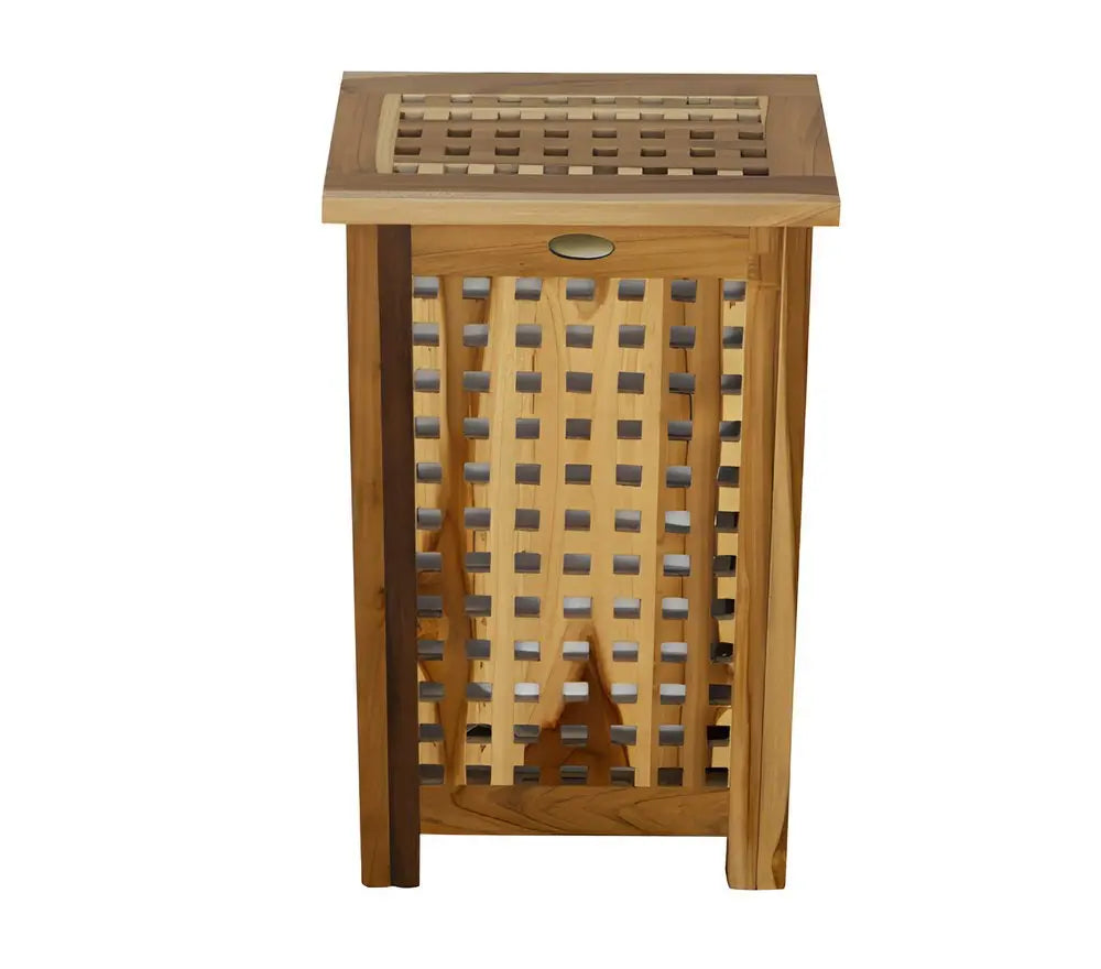 24" Brown Solid Wood Laundry Hamper With Lid - NOBLE HOME INTERIORS