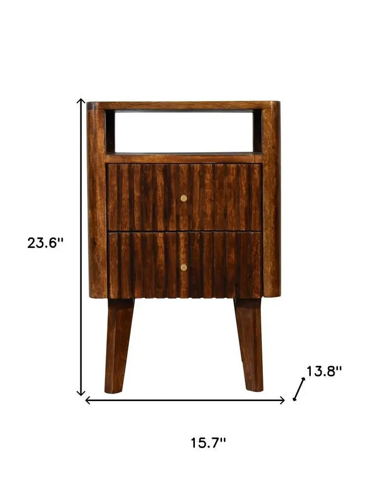 24" Brown Solid Wood One Drawer Nightstand - NOBLE HOME INTERIORS