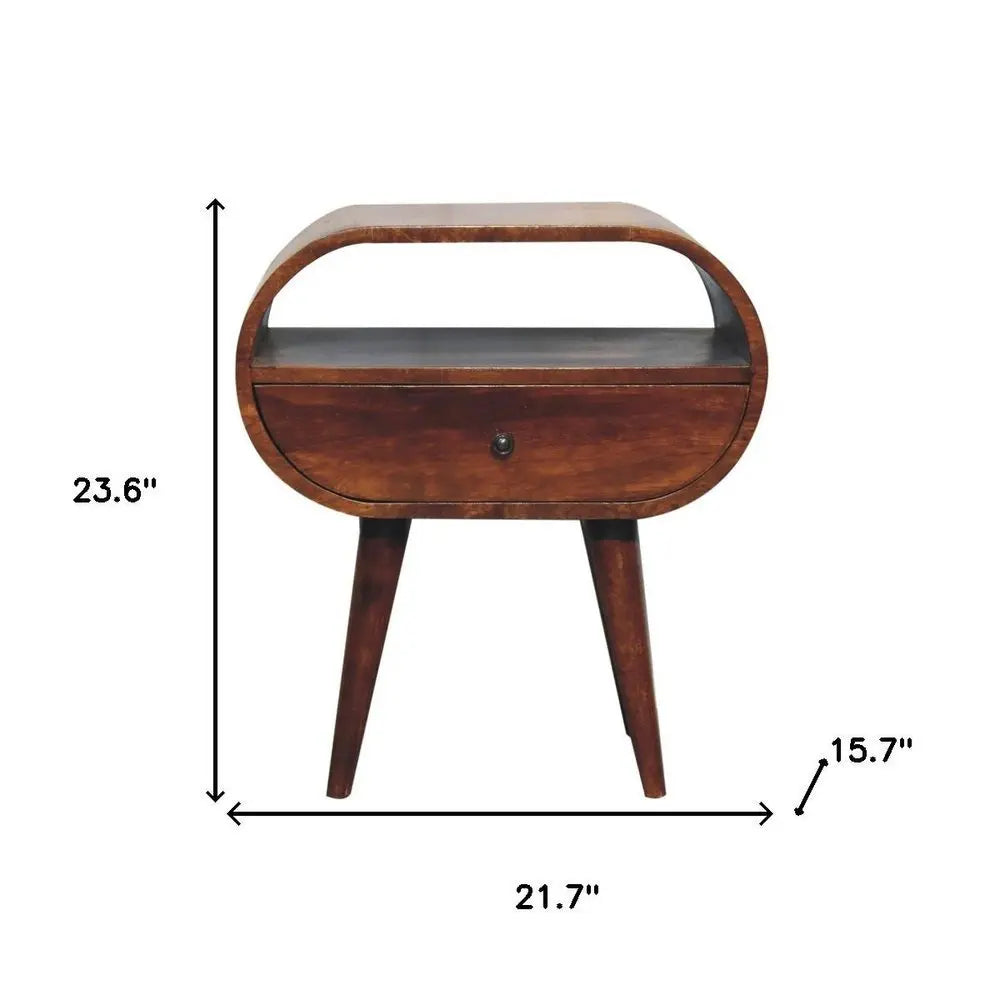 24" Brown Solid Wood One Drawer Nightstand - NOBLE HOME INTERIORS