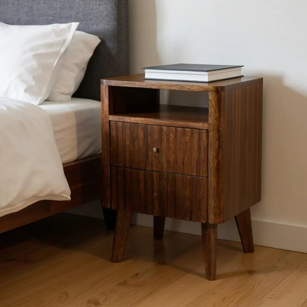 24" Brown Solid Wood One Drawer Nightstand - NOBLE HOME INTERIORS