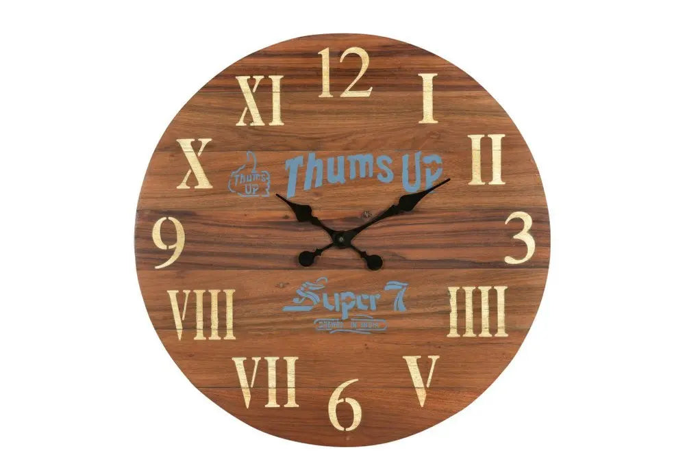 24" Brown Solid Wood Silent Analog Round Wall Clock - NOBLE HOME INTERIORS